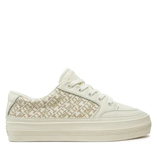 Sneakersy Tommy Hilfiger Vulc Leather Sneaker Monogram FW0FW08331 Écru - Sneakersy damskie - miniaturka - grafika 1