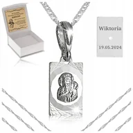 Biżuteria dla dzieci - SREBRNY NASZYJNIK KOMUNIJNY ŁAŃCUSZEK MEDALIK 925 DLA DZIEWCZYNKI + GRAWER - miniaturka - grafika 1