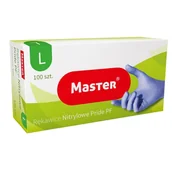 Rękawiczki jednorazowe - Master, Rękawiczki Nitrylowe Niebieskie Bezpudrowe, L, 100 Szt. - miniaturka - grafika 1