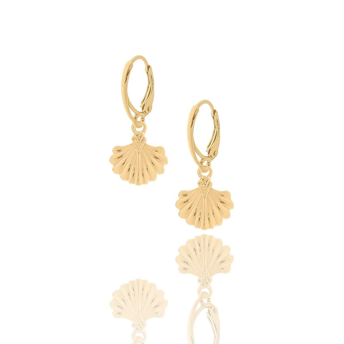 Kolczyki srebrne pozłacane z odlewanymi muszelkami