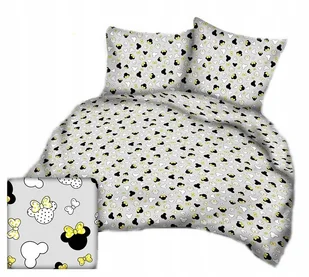 pościel bawełna lux 160x220 + 2 poszewka B 255-12 miki kokardy żółto -szare - Pościel pościel bawełna lux 160x220 + 2 poszewka B 255-12 miki kokardy żółto -szare - Pościel - miniaturka - grafika 1