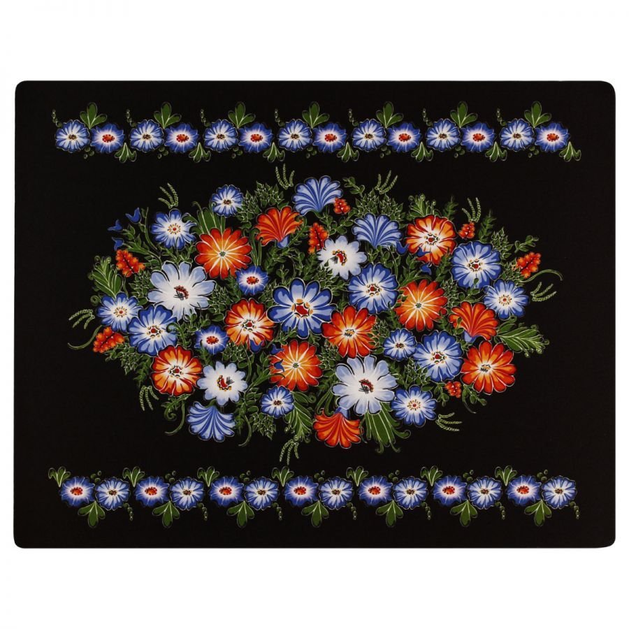 Podkładka pod mysz folk opolski kwiaty lato 48 x 38 cm czarna
