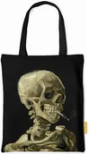 Torby i wózki na zakupy - Torba na ramię Czaszka z palącym się papierosem Vincent Van Gogh - miniaturka - grafika 1