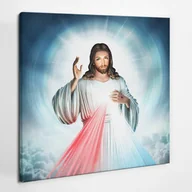 Ikony i obrazy sakralne - Portret Jezus Miłosierny - obraz polycanvas, 60x60 - miniaturka - grafika 1