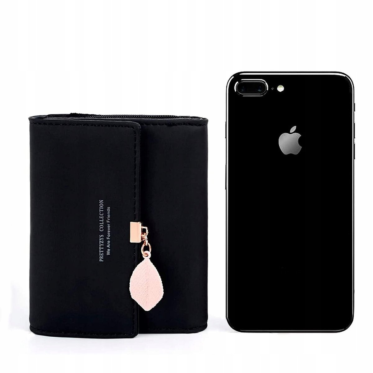 Portfel damski wykonany z gładkiego Syntetyku Czarny