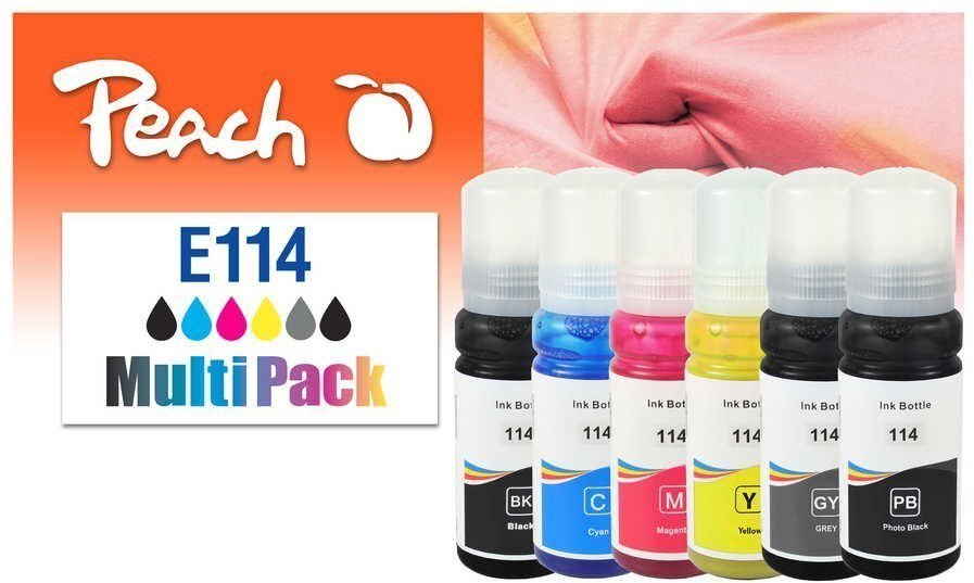 Tusz Peach Peach Peach 321706 nabój z tuszem 6 szt. Zamiennik Standardowa wydajność Czarny, Cyjan, Szary, Purpurowy, Żółty