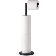 Stojaki i wieszaki na papier toaletowy - Wolnostojący uchwyt na papier toaletowy, dozownik ze stali nierdzewnej, solidna podstawa, odporny na rdzę (czarny) - miniaturka - grafika 1