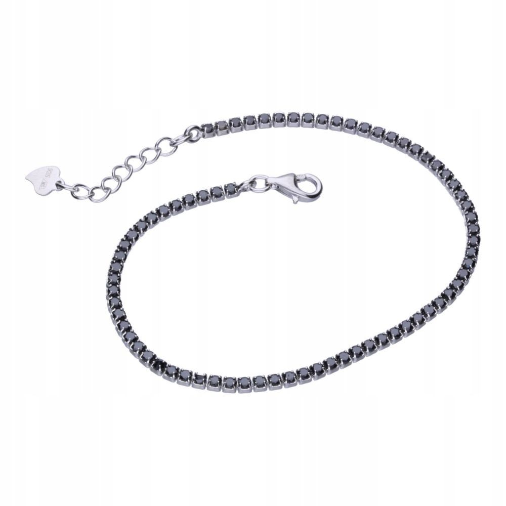 Bransoleta srebro 925 z czarnymi cyrkoniami na prezent 3.67g elegancki wzór