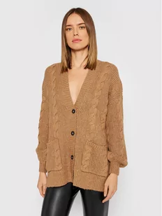 American Eagle Kardigan 034-1340-9576 Brązowy Oversize - Swetry damskie - miniaturka - grafika 1