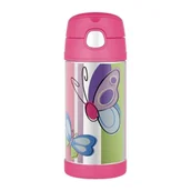 Termosy - Thermos Termos dziecięcy ze słomką 355 ml motyl 12001B - miniaturka - grafika 1