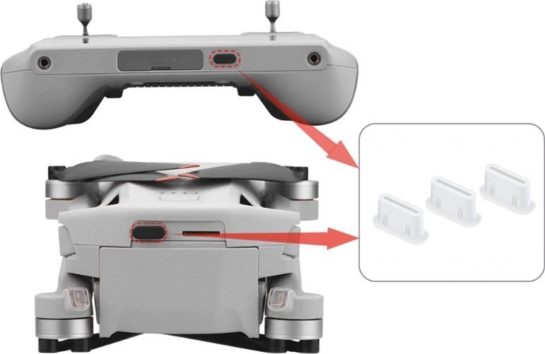 BRDRC ZAŚLEPKA ZŁĄCZA USB C DO DJI MAVIC MINI SE 3 RC-N1 DJI RC - BIAŁE - 3 SZTUKI