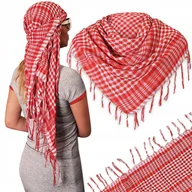 Moda i Uroda OUTLET - Duża Chusta Ochronna ARAFATKA XL Kefija CZERWONO - BIAŁA w Kratę Pako Jeans - miniaturka - grafika 1