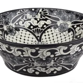 Umywalki - Meksykańska ceramiczna umywalka Serena do montażu na blacie – okrągła umywalka łazienkowa nablatowa 42,5 x 15 cm Ręcznie wykonana umywalka Talavera - miniaturka - grafika 1