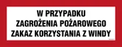 Systemy ekspozycyjne i znaki informacyjne - BC128 W PRZYPADKU ZAGROŻENIA POŻAROWEGO ZAKAZ KORZYSTANIA Z WINDY, PS - PŁYTA PCV 1MM FOTOLUMINESCENCYJNA; (540X210MM) - miniaturka - grafika 1