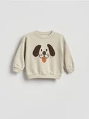 Bluzy i sweterki niemowlęce - Reserved - Bawełniana bluza oversize - kremowy - miniaturka - grafika 1