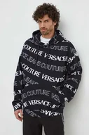 Bluzy męskie - Versace Jeans Couture bluza bawełniana męska kolor czarny z kapturem wzorzysta - miniaturka - grafika 1