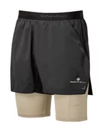 Spodnie sportowe męskie - RONHILL Spodenki biegowe męskie TECH ULTRA TWIN SHORT black-latte - miniaturka - grafika 1