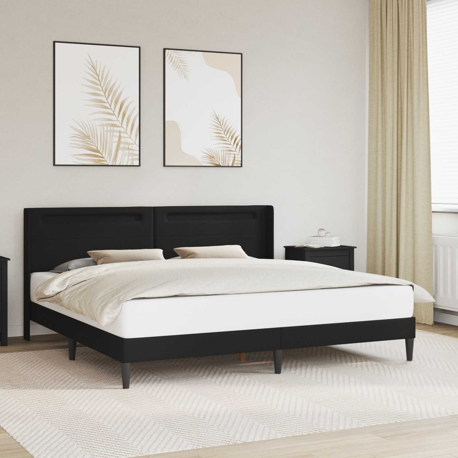 vidaXL vidaXL Ramka łóżka z paskami LED Czarny 180 x 200 cm Ekoskóra