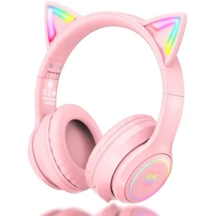 ONIKUMA B90 RÓŻOWE KOCIE USZY GAMINGOWE RGB - Słuchawki - miniaturka - grafika 1