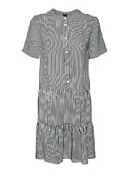 Sukienki - VERO MODA Damska sukienka VMBUMPY SS Short Dress WVN NOOS, Snow White/Stripes:India Ink, XXL, Snow White/Stripes:India Ink, XXL - miniaturka - grafika 1