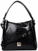 Torebki damskie - Torebka Shopper Monnari Czarna Croco Na Ramię Logo - miniaturka - grafika 1