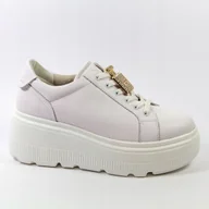 Półbuty damskie - Białe sneakersy półbuty damskie CAMBELL 25-00603 skóra platforma r.39 - miniaturka - grafika 1