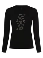 Koszulki i topy damskie - Armani Exchange Damska koszulka z długim rękawem Kobiety Bawełna czarny jednolity, S - miniaturka - grafika 1