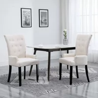 Krzesła - vidaXL Krzesła jadalniane z podłokietnikami, 2 szt., beżowe, tkanina - miniaturka - grafika 1