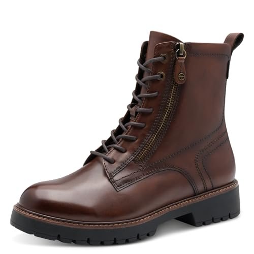 Tamaris Damskie sztyblety Lace Boot Flat 1-25207-45, Muscat Leather, 41 EU, Skóra Muscat, 41 EU