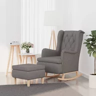 Fotele - Fotel bujany z podnóżkiem, jasnoszary, obity tkaniną - miniaturka - grafika 1