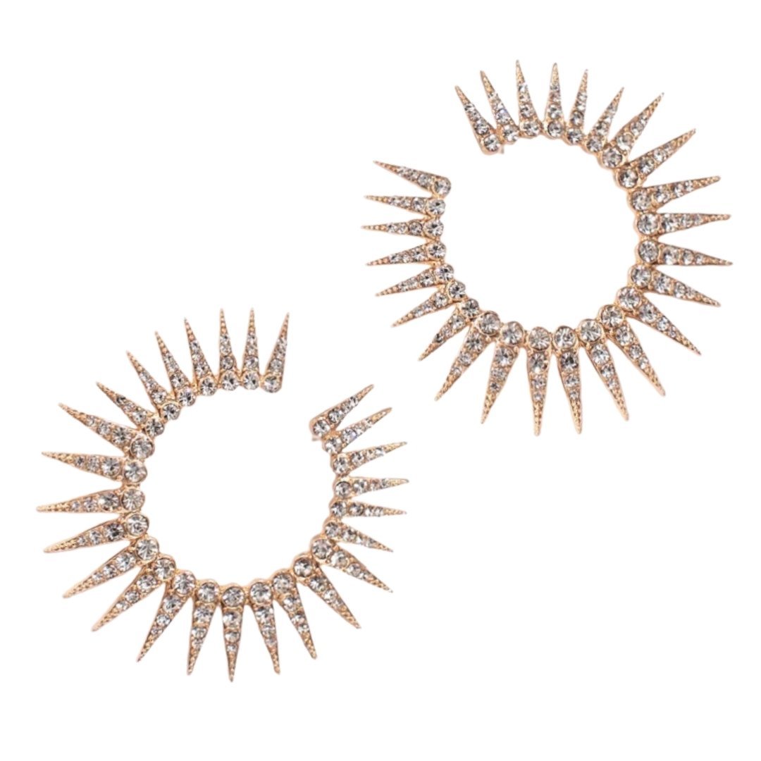 Złote kolczyki PUNK gothic złote kolce wizytowe z pazurem modne sztyfty