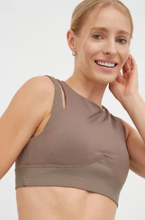 Reebok biustonosz sportowy Studio Layered kolor brązowy wzorzysty - Bielizna sportowa damska - miniaturka - grafika 1