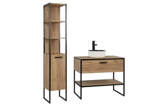 Zestaw mebli łazienkowych BROOKLIN 800 + 827 125 cm dąb craft złoty - Meble łazienkowe - miniaturka - grafika 1