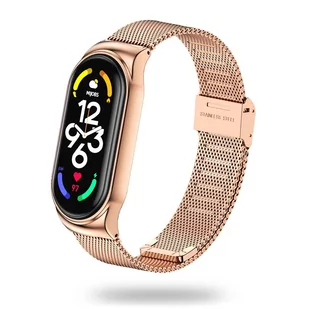 Metalowa Wymienna Bransoletka Opaska do Xiaomi Mi Band 7 / 7 NFC różowe złoto - Akcesoria do smartwatchy - miniaturka - grafika 1