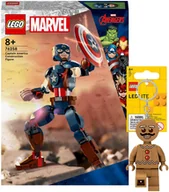 Klocki - Zestaw LEGO Klocki Marvel Super Heroes Figurka Kapitana Ameryki 76258 + Brelok Piernikowy ludek LGL-KE182 - miniaturka - grafika 1