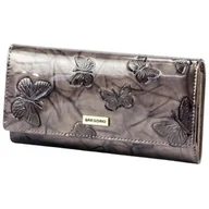 Portfele - Portfel Damski Skórzany GREGORIO Długi Max Z Klamrą Lakierowany BTS-100 SZARY RFID 18,5 x 9,5 x 3,5 [cm] - miniaturka - grafika 1