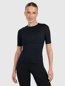 Koszulki sportowe damskie - 4F Koszulka treningowa slim szybkoschnąca damska - czarna L - miniaturka - grafika 1
