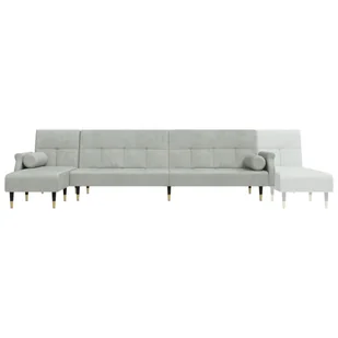 Sofa rozkładana L, jasnoszara, 271x140x70 cm, aksamit Lumarko! - Narożniki - miniaturka - grafika 8