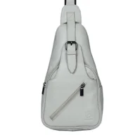 Torebki damskie - Plecak miejski crossbody damski skórzany beżowy - miniaturka - grafika 1