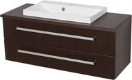 Szafki łazienkowe - Szafka łazienkowa wenge mat 100cm FOKUS z blatem i umywalką - miniaturka - grafika 1