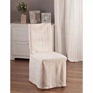 Dekoria Sukienka na krzesło pasy pólprześwitujące w kolorze białym 45 × 94 cm Linen - Pokrowce na meble - miniaturka - grafika 1