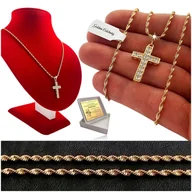 Biżuteria dla dzieci - ZŁOTY ŁAŃCUSZEK + KRZYŻYK 18K STAL CHIRURGICZNA NA PREZENT + GRAWER GRATIS - miniaturka - grafika 1