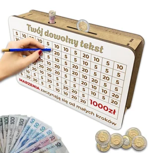 Skarbonka wykreślana wyzwanie oszczędzanie twój dowolny tekst Cel 1000 zł - Skarbonki Skarbonka wykreślana wyzwanie oszczędzanie twój dowolny tekst Cel 1000 zł - Skarbonki - miniaturka - grafika 1