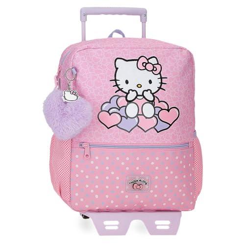 Hello Kitty Hearts & Dots Plecak szkolny z wózkiem Różowy 25x32x12 cm Poliester 9,8 l, Różowy kolor, plecak szkolny na kółkach