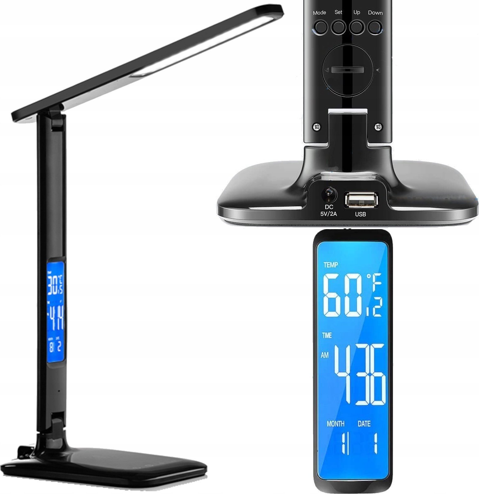Markowa Lampka LED Biurkowa Ładowarka Lampa na Biurko Zegar Kalendarz [DL-20]