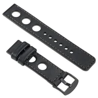 Akcesoria do pulsometrów i zegarków sportowych - moVear uStrap R1 Skórzany pasek do Garmin Fenix 6 / 5 - Pro, Plus, Solar (koperta 47mm) z adapterem QuickFit 22mm | Czarny z grafitowym przeszyciem - miniaturka - grafika 1