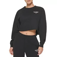 Koszulki i topy damskie - DKNY Damska koszulka sportowa Hd Mini Logo Cropped Pullover Shirt, czarny, L - miniaturka - grafika 1