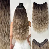 Pozostałe akcesoria fryzjerskie - TEMU Przedłużanie włosów za pomocą klipsów w kształcie litery V, ombre czarny , 24-calowe długie falowane włosy wodne, falowane, odporne na ciepło, - miniaturka - grafika 1
