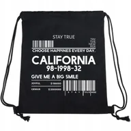 Plecaki worki - WOREK PLECAK CZARNY Do Szkoły Na Buty CALIFORNIA Wiele Wzorów - miniaturka - grafika 1