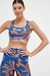 adidas Performance biustonosz sportowy Farm kolor niebieski wzorzysty - Bielizna sportowa damska - miniaturka - grafika 1